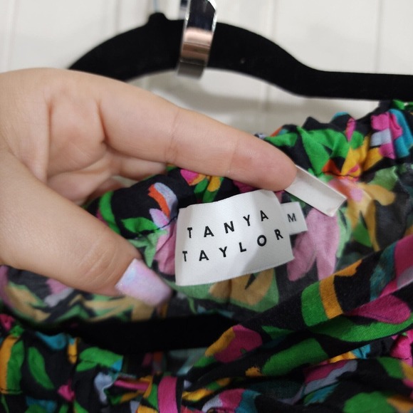 Tanya Taylor Womens Top Isla Painterly Puff Lantern Sleeve Multicolor Blouse M - Picture 10 of 12